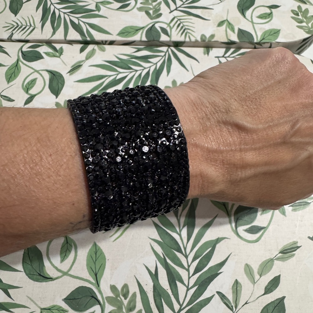 Black Rhinestones Cuff Bracelet